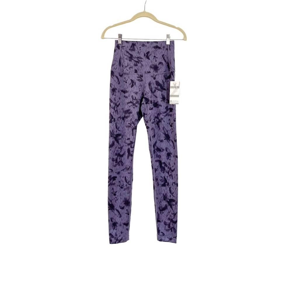 Zella Renew Ultra High Waist Leggings Purple Cadet Mono Floral Size Small NWT - Picture 2 of 3